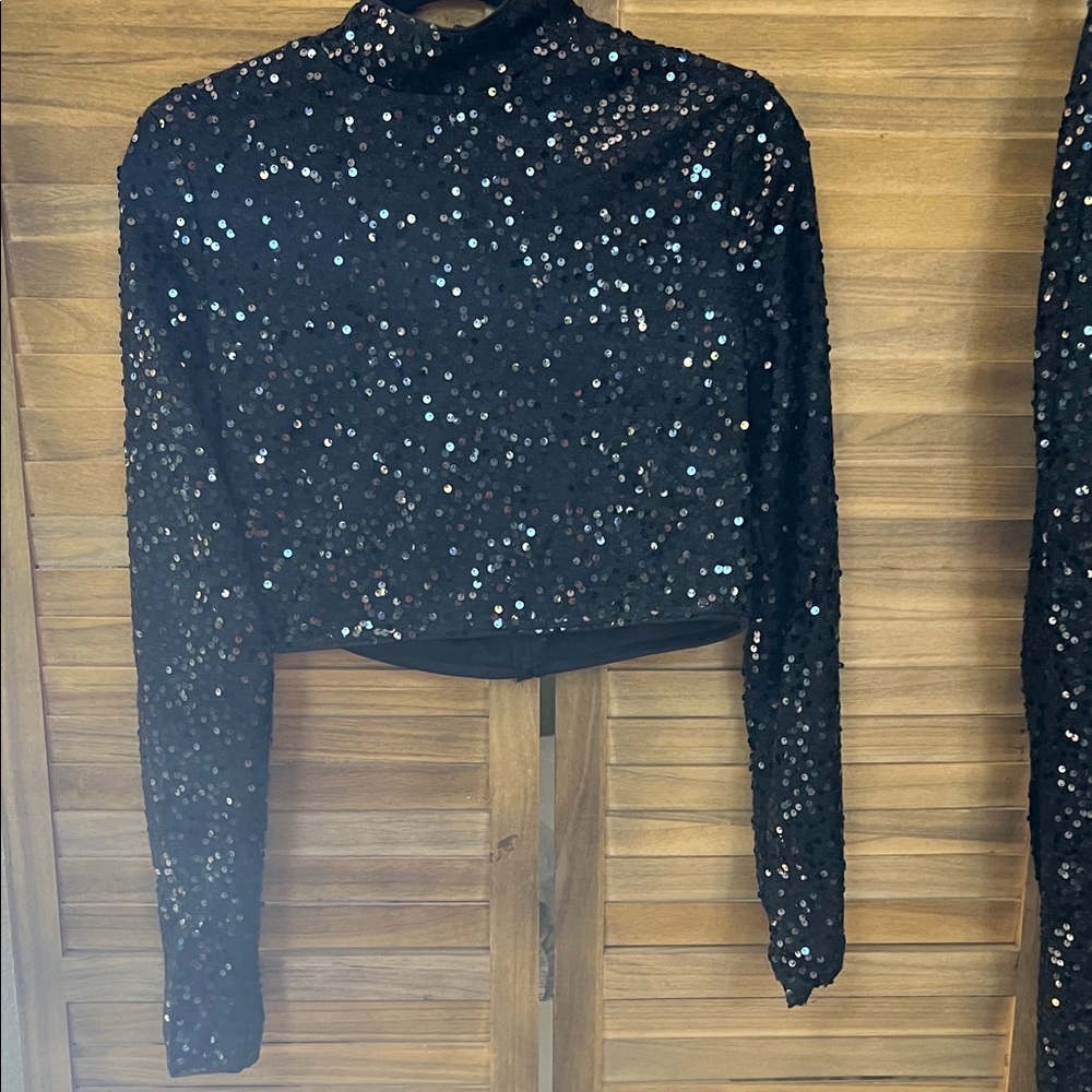 Forever 21 Black Sequin Crop Top